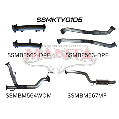 Manta Toyota Landcruiser 200 Series Wagon VDJ200 4.5L V8 Twin Turbo Diesel Wagon (with DPF) 2015 Onwards - TURBO BACK WITHOUT CATS