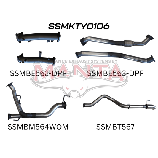 Manta Toyota Landcruiser 200 Series Wagon VDJ200 4.5L V8 Twin Turbo Diesel Wagon (with DPF) 2015 Onwards - TURBO BACK WITHOUT CATS