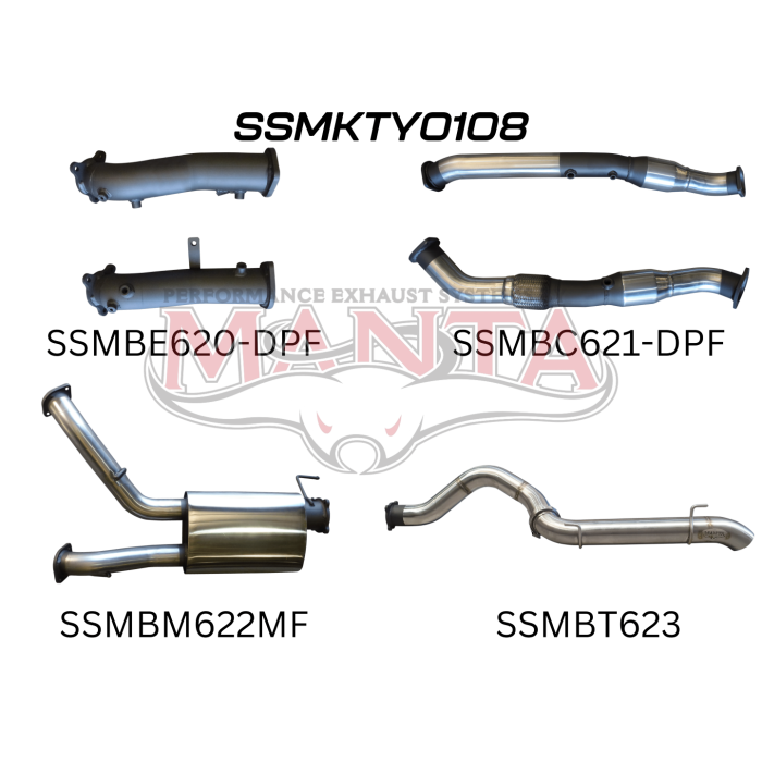 Manta Toyota Landcruiser 200 Series Wagon VDJ200 4.5L V8 Twin Turbo Diesel Wagon (with DPF) 2015 Onwards - TURBO BACK WITH CATS