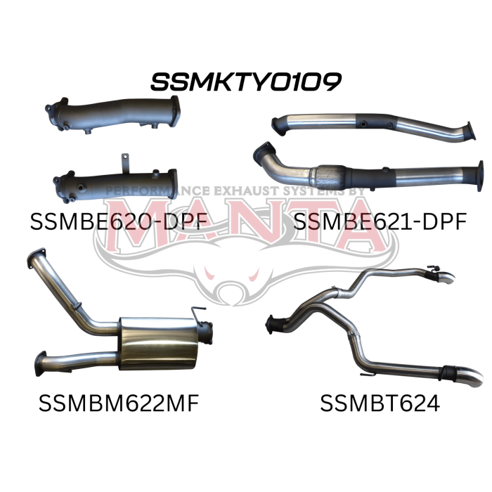 Manta Toyota Landcruiser 200 Series Wagon VDJ200 4.5L V8 Twin Turbo Diesel Wagon (with DPF) 2015 Onwards - TURBO BACK WITHOUT CATS