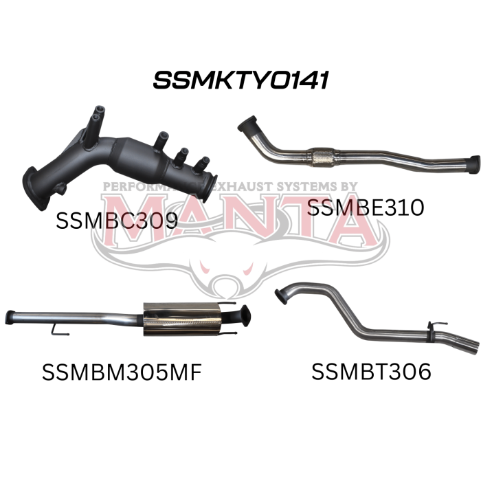 Toyota Hilux Ute GUN126R, GUN125R N80 2.8L & 2.4L Turbo Diesel D4D (with DPF) 2015 to Current - TURBO BACK WITH CATS