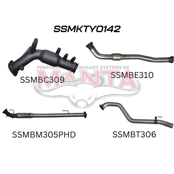 Toyota Hilux Ute GUN126R, GUN125R N80 2.8L & 2.4L Turbo Diesel D4D (with DPF) 2015 to Current - TURBO BACK WITH CATS