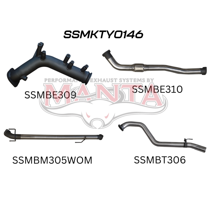 Toyota Hilux Ute GUN126R, GUN125R N80 2.8L & 2.4L Turbo Diesel D4D (with DPF) 2015 to Current - TURBO BACK WITHOUT CATS