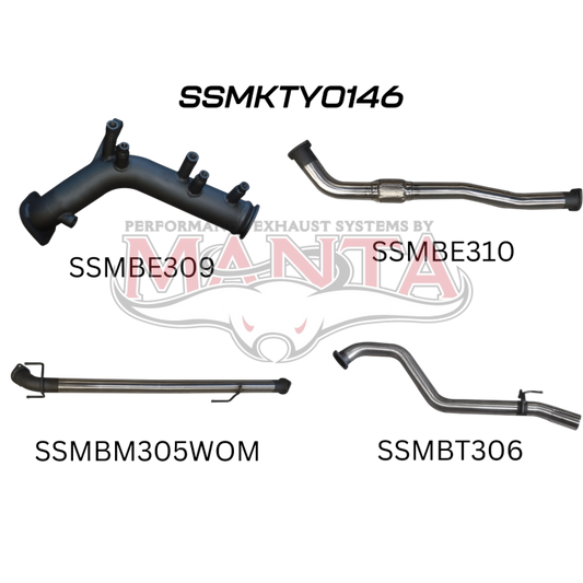 Toyota Hilux Ute GUN126R, GUN125R N80 2.8L & 2.4L Turbo Diesel D4D (with DPF) 2015 to Current - TURBO BACK WITHOUT CATS