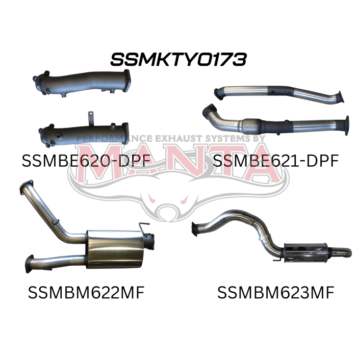 Manta Toyota Landcruiser 200 Series Wagon VDJ200 4.5L V8 Twin Turbo Diesel Wagon (with DPF) 2015 Onwards - TURBO BACK WITHOUT CATS