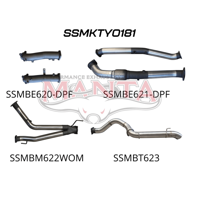 Manta Toyota Landcruiser 200 Series Wagon VDJ200 4.5L V8 Twin Turbo Diesel Wagon (with DPF) 2015 Onwards - TURBO BACK WITHOUT CATS