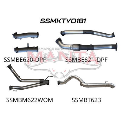 Manta Toyota Landcruiser 200 Series Wagon VDJ200 4.5L V8 Twin Turbo Diesel Wagon (with DPF) 2015 Onwards - TURBO BACK WITHOUT CATS