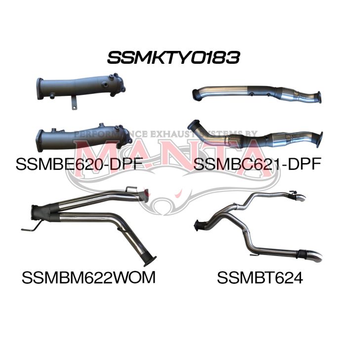 Manta Toyota Landcruiser 200 Series Wagon VDJ200 4.5L V8 Twin Turbo Diesel Wagon (with DPF) 2015 Onwards - TURBO BACK WITH CATS