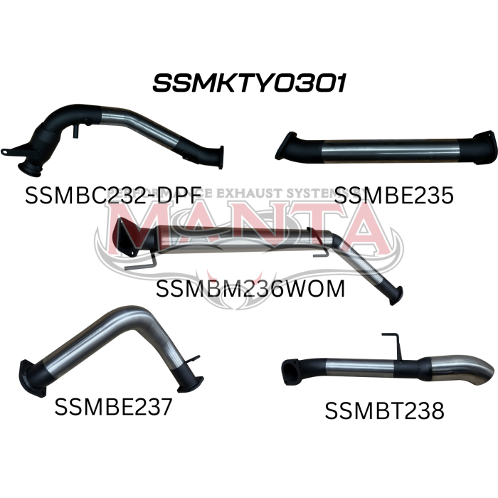 Manta Toyota Landcruiser 300 Series Wagon FJA300R 3.3L V6 Twin Turbo Diesel Wagon (with DPF) 2021 Onwards - TURBO BACK WITH CATS