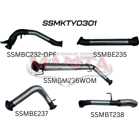 Manta Toyota Landcruiser 300 Series Wagon FJA300R 3.3L V6 Twin Turbo Diesel Wagon (with DPF) 2021 Onwards - TURBO BACK WITH CATS