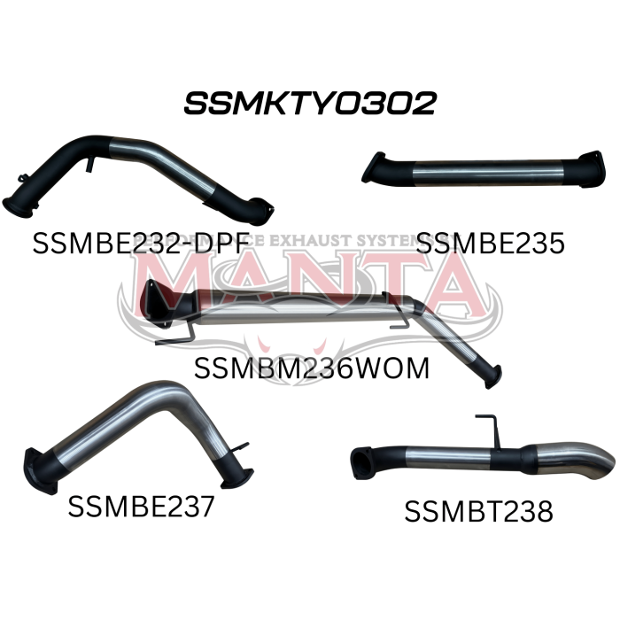 Manta Toyota Landcruiser 300 Series Wagon FJA300R 3.3L V6 Twin Turbo Diesel Wagon (with DPF) 2021 Onwards - TURBO BACK WITHOUT CATS