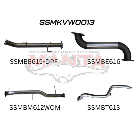 Manta Volkswagen Amarok Ute TDI550, TDI580 2H V6 3.0l Turbo Ute (2016-2022) - DUMP PIPE BACK - EXTENDED TAILPIPE